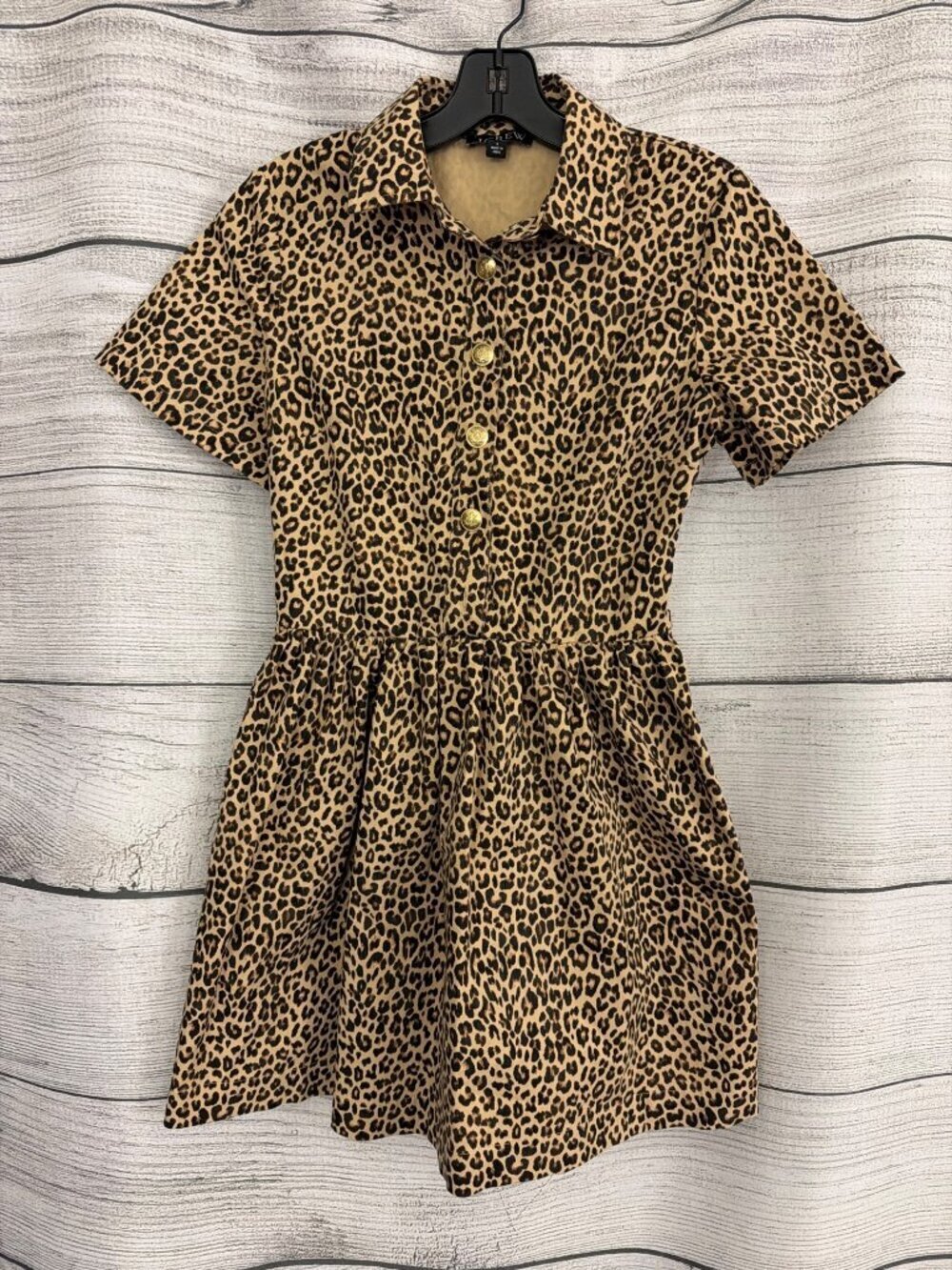 J. Crew A-line Shirt-Dress Leopard Chino Size 2